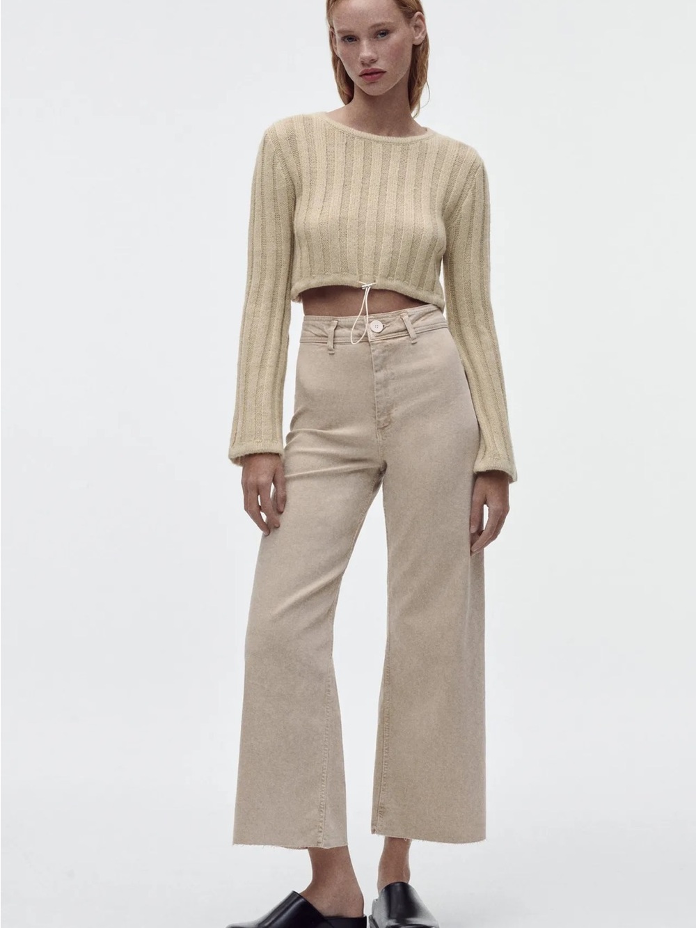 Zara Marine Straight Jeans in Beige
